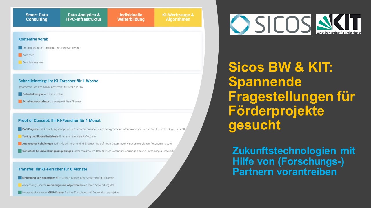 Sicos BW und KIT: Spannende Fragestellungen für Förderprojekte gesucht